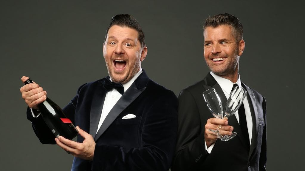 Manu Feildel and Pete Evans celebrate happier days on My Kitchen Rules (image - News Corp)