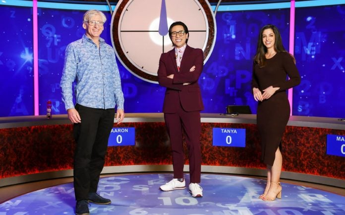 David Astle, Michael Hing, and Lily Serna feature on CELEBRITY LETTERS AND NUMBERS (image - SBS)