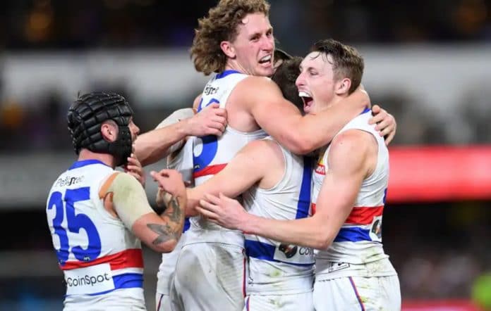 Bulldogs celebrate an epic win (image - westernbulldogs.com.au)
