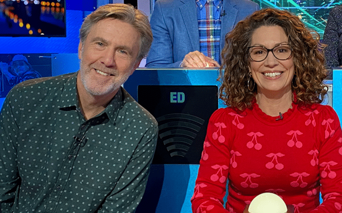 Glenn Robbins and Kitty Flanagan on Have You Been Paying Attention? (image - Channel 10)