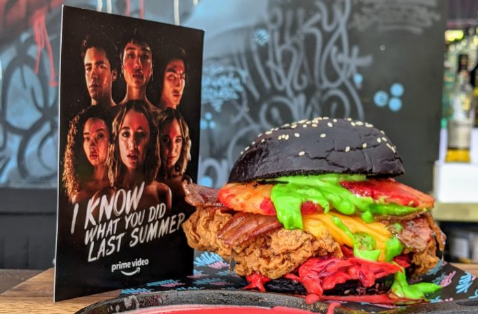 The 'Screaming Bloody Burger', available for a limited time at Milky Lane, partnered with Deliveroo and Amazon Prime Video (image - Amazon Prime Video)