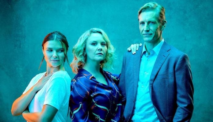 Phoebe Roberts, Charlie Brooks and Brett Tucker star in LIE WITH ME (image - Fremantle)