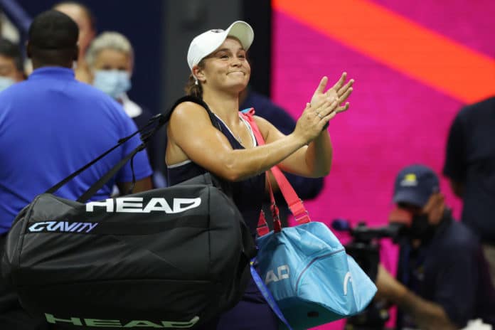 Ashleigh Barty of Australia walks off the court after a loss to Shelby Rogers of the United States during her Women’s Singles third round match on Day Six of the 2021 US Open at the USTA Billie Jean King National Tennis Center on September 04, 2021 in the Flushing neighborhood of the Queens borough of New York City (image - Elsa/Getty Images)