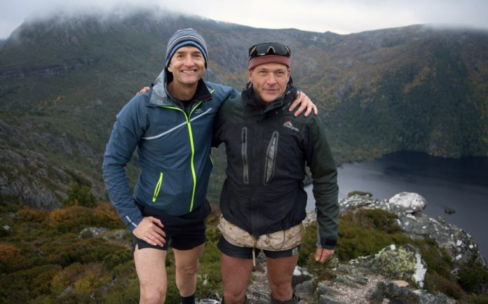 Guest presenter Joe O'Brien and Wes Moule in the Cradle Mountain Lake St Clair National Park in Tasmania (image - ABC)