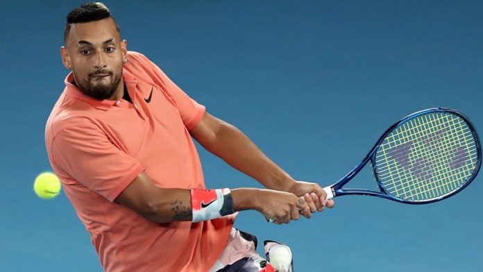Nick Kyrgios is in action on Day 2 of the Australian Open 2022 (image - Getty)
