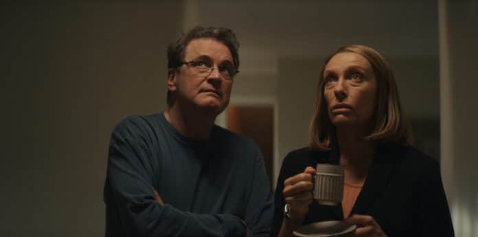 Colin Firth and Toni Collette star in THE STAIRCASE (image - HBO)
