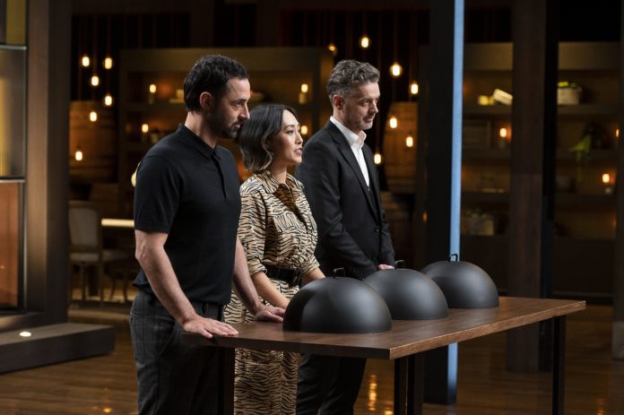 Hosts Andy Allen, Melissa Leong, and Jock Zonfrillo stare down the MASTERCHEF AUSTRALIA contestants ready for elimination (image - 10)