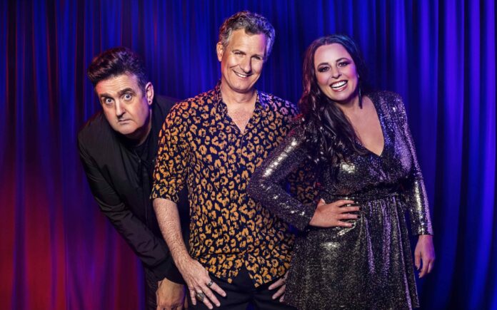 Alan Brough, Adam Hills, and Myf Warhurst all return for the new season of SPICKS AND SPECKS (image - ABC)