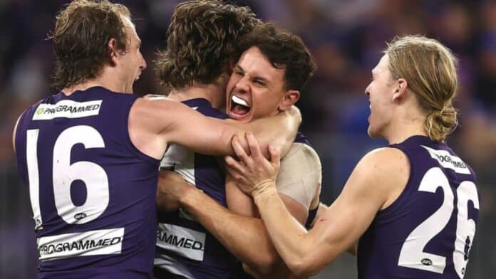 The Freemantle Dockers beat the Western Bulldogs in the first round of AFL finals (image - Seven)