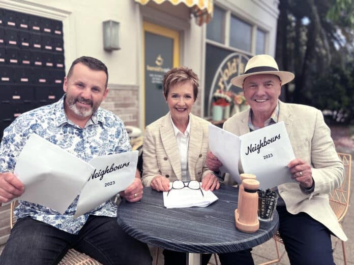 Ryan Moloney, Jackie Woodburne, and Alan Fletcher celebrate the return of NEIGHBOURS in 2023 (image - 10)