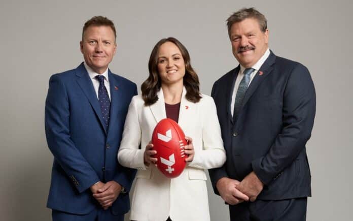 James Brayshaw, Daisy Pearce and Brian Taylor (image - Channel 7)