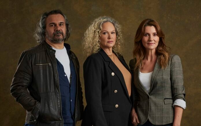 High Country cast: Aaron Pedersen, Leah Purcell and Sara Wiseman (image - Narelle Portainer)