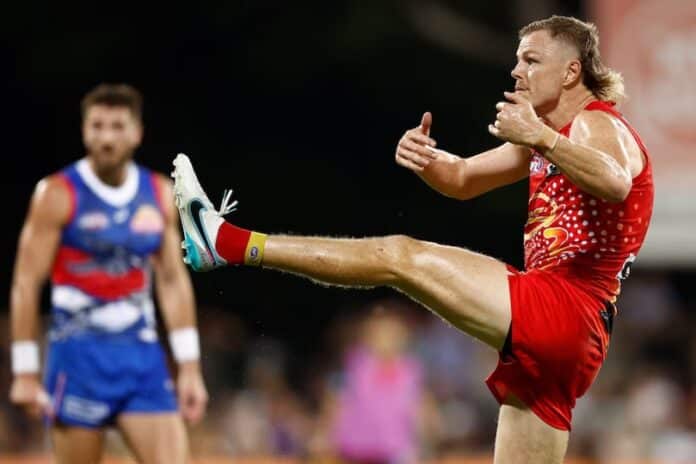 Gold Coast Suns played the Western Bulldogs in a 2023 AFL Premiership game (image - WWOS)