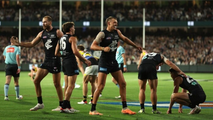 The Carlton Blues defeated the Richmond Tigers in their game in the 2024 AFL Premiership (image - AFL.com.au)